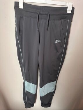 Nike Charcoal joggers with Light Blue Panels